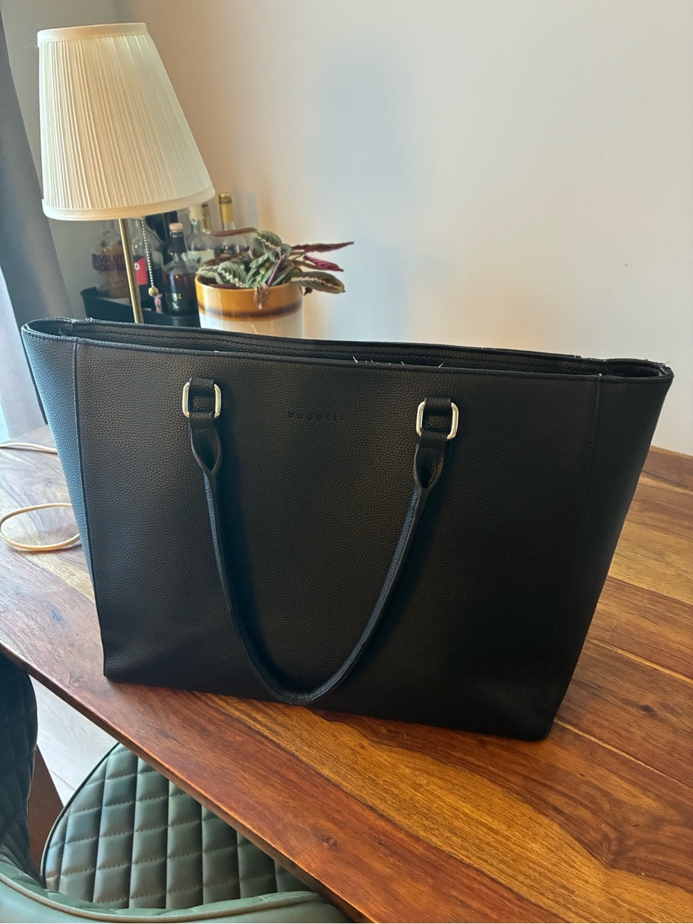 Bugatti Black Leather Shoulder Tote Bag